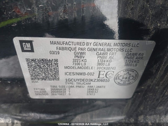 1GCUYDED3KZ306010 Chevrolet Silverado 1500 Lt