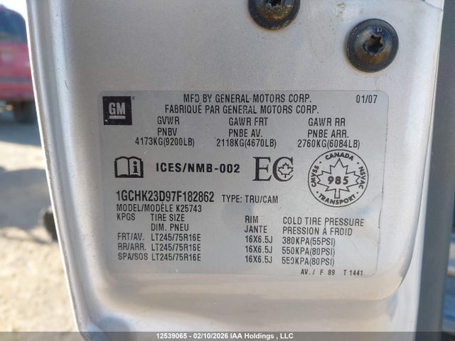 2007 Chevrolet Silverado 2500hd Ls/lt მანქანა იყიდება აუქციონზე, vin: 1GCHK23D97F182862, აუქციონის ნომერი: 12539065