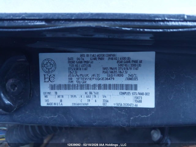Продажа на аукционе авто 2016 Ford F150 Supercrew, vin: 1FTEW1EPXGKE36479, номер лота: 12539092