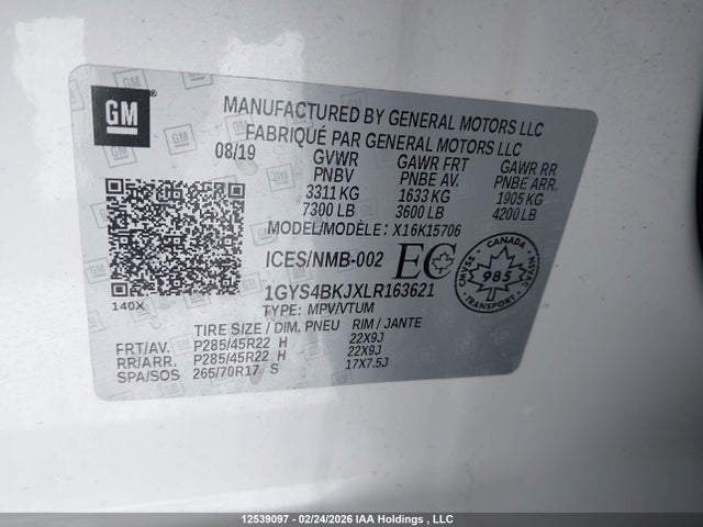 1GYS4BKJXLR163621 Cadillac Escalade Luxury