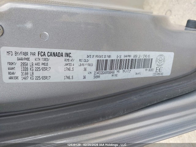 12539129 :رقم المزاد ، 2C4RDGBG0GR368466 vin ، 2016 Dodge Grand Caravan Se/sxt مزاد بيع