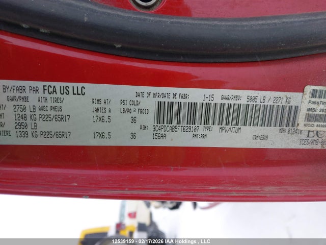 12539159 :رقم المزاد ، 3C4PDCAB5FT629107 vin ، 2015 Dodge Journey Cvp/se Plus مزاد بيع