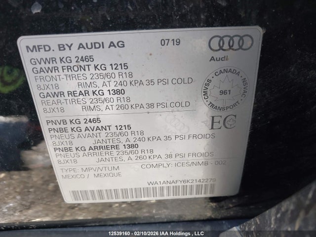 WA1ANAFY6K2142279 Audi Q5 PREMIUM