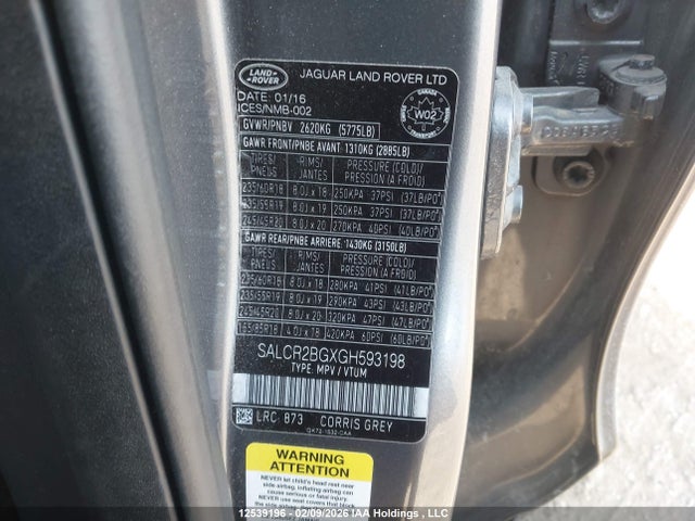 SALCR2BGXGH593198 Land Rover Discovery Sport Hse