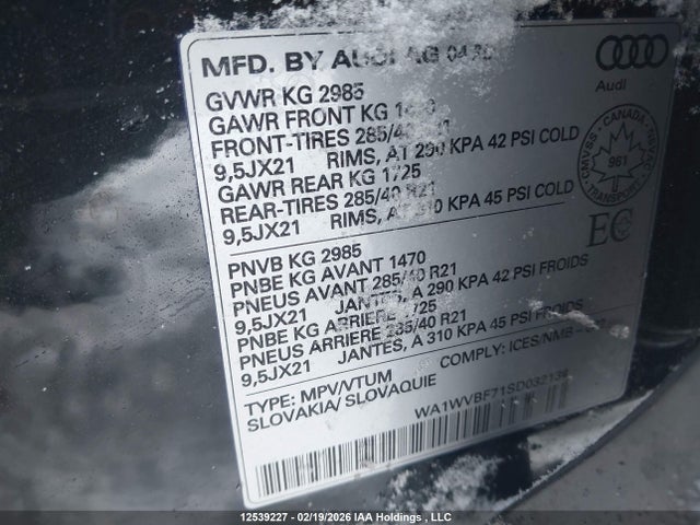 Aukcja sprzedaży 2025 Audi Q7 55 Technik, vin: WA1WVBF71SD032134, numer aukcji: 12539227