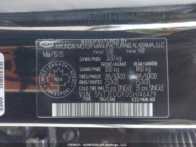 Продаж на аукціоні авто 2025 Hyundai Santa Cruz Limited, vin: 5NTJEDDF0SH146479, номер лоту: 12539231