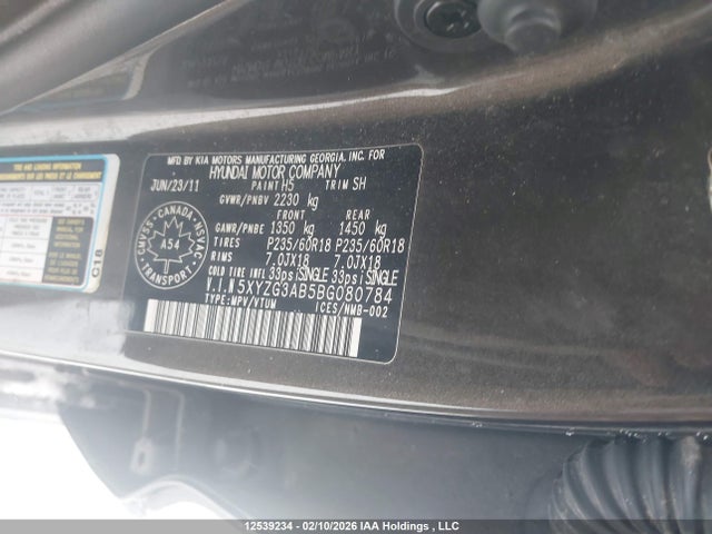 Auction sale of the 2011 Hyundai Santa Fe Gls, vin: 5XYZG3AB5BG080784, lot number: 12539234