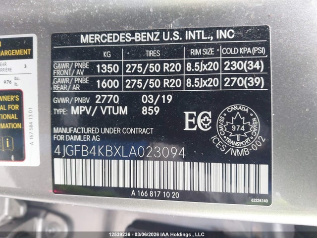 4JGFB4KBXLA023094 Mercedes-Benz Gle 350 4matic