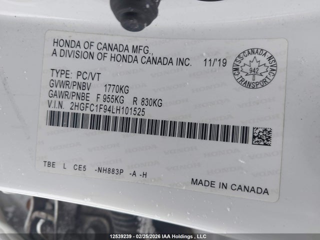 2HGFC1F94LH101525 Honda Civic Touring