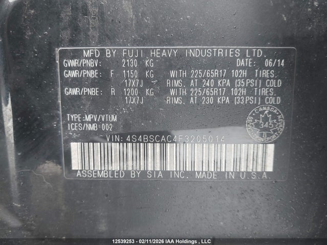 Subaru Outback 2.5i 2015 4S4BSCAC4F3205014 Image 9