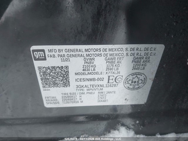 3GKALTEVXNL116287 GMC Terrain Sle