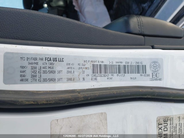 Продаж на аукціоні авто 2016 Dodge Durango Limited, vin: 1C4RDJDG3GC362437, номер лоту: 12539285