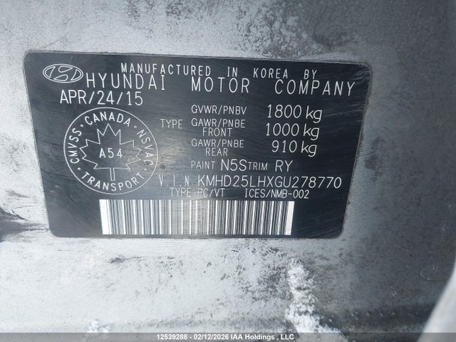 KMHD25LHXGU278770 Hyundai Elantra Gt Gl
