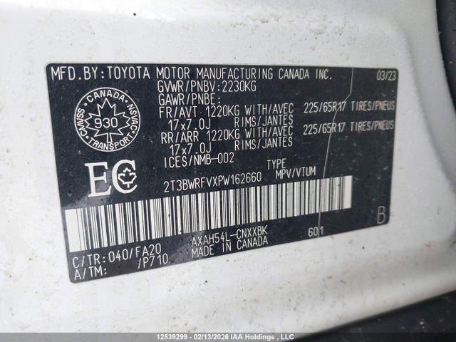 Aukcja sprzedaży 2023 Toyota Rav4 Hybrid Le, vin: 2T3BWRFVXPW162660, numer aukcji: 12539299