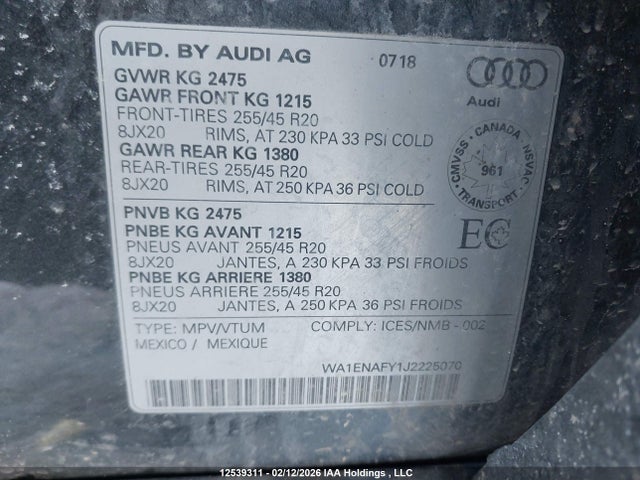 WA1ENAFY1J2225070 Audi Q5 2.0t Progressiv