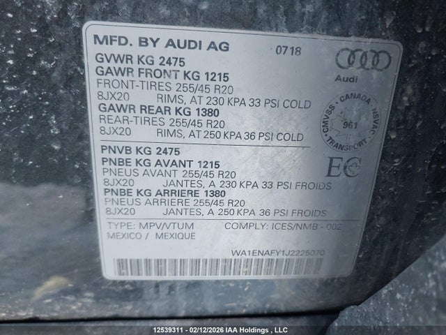 WA1ENAFY1J2225070 Audi Q5 2.0t Progressiv
