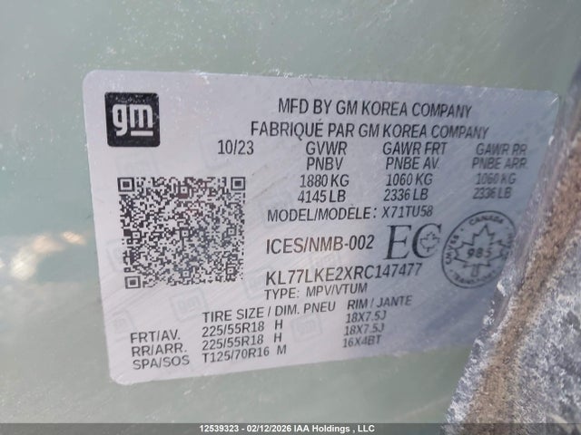 Продаж на аукціоні авто 2024 Chevrolet Trax Activ, vin: KL77LKE2XRC147477, номер лоту: 12539323