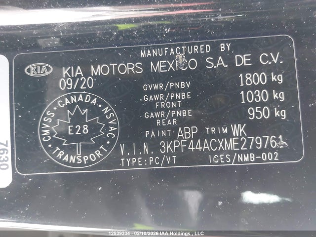 3KPF44ACXME279761 KIA Forte Gt/gt Limited