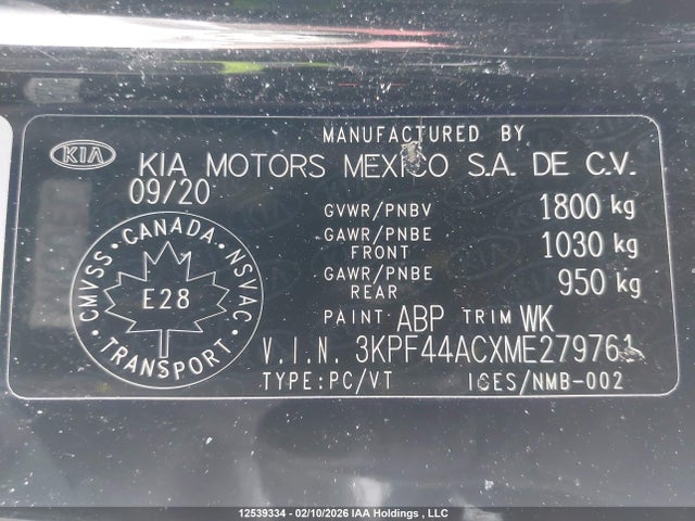 3KPF44ACXME279761 KIA Forte Gt/gt Limited