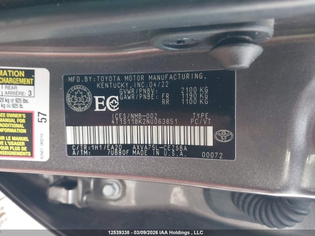 4T1S11BK2NU063851 Toyota CAMRY SE