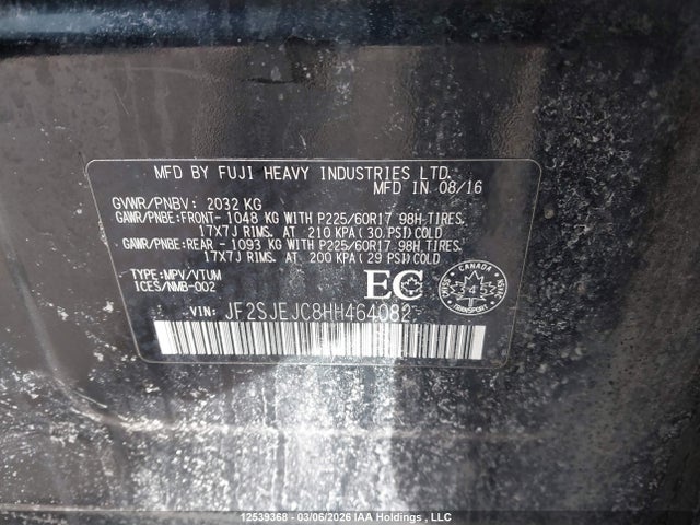 JF2SJEJC8HH464082 Subaru Forester 2.5i Limited/2.5i Touring
