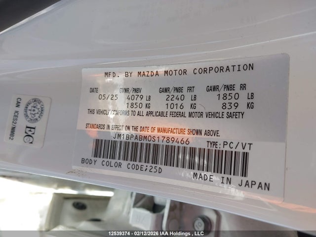 Mazda Mazda3 Gx 2025 JM1BPABM0S1789466 Image 9