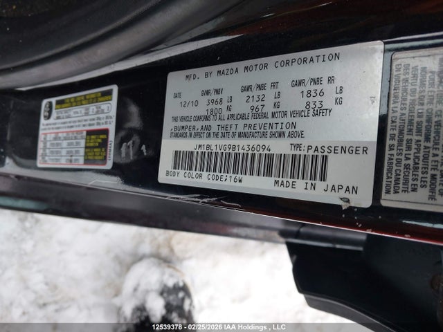 Aukcja sprzedaży 2011 Mazda Mazda3 I Touring, vin: JM1BL1VG9B1436094, numer aukcji: 12539378