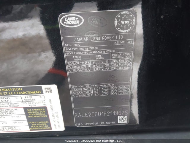 SALE2EEU1P2119675 Land Rover Defender 110 X-dynamic Se