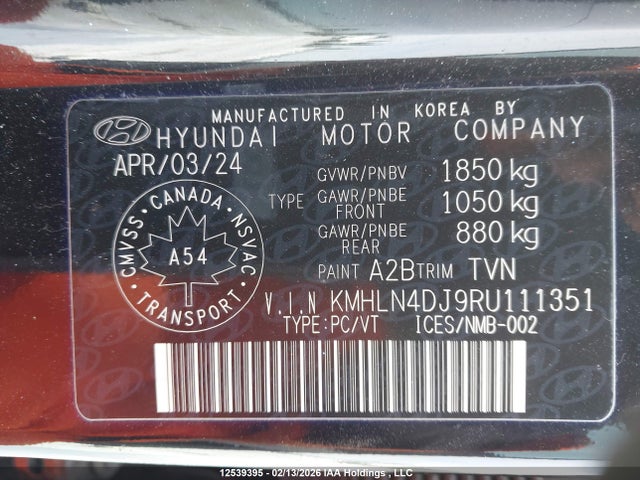 KMHLN4DJ9RU111351 Hyundai Elantra Hybrid Luxury W/two-tone Interior