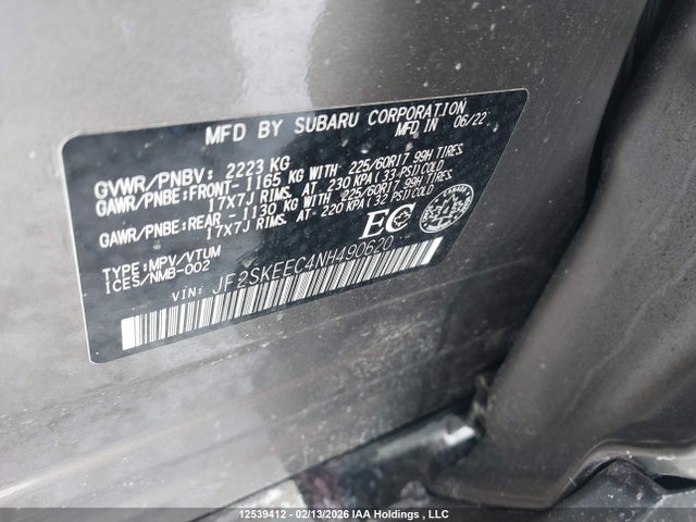 JF2SKEEC4NH490620 Subaru Forester Touring