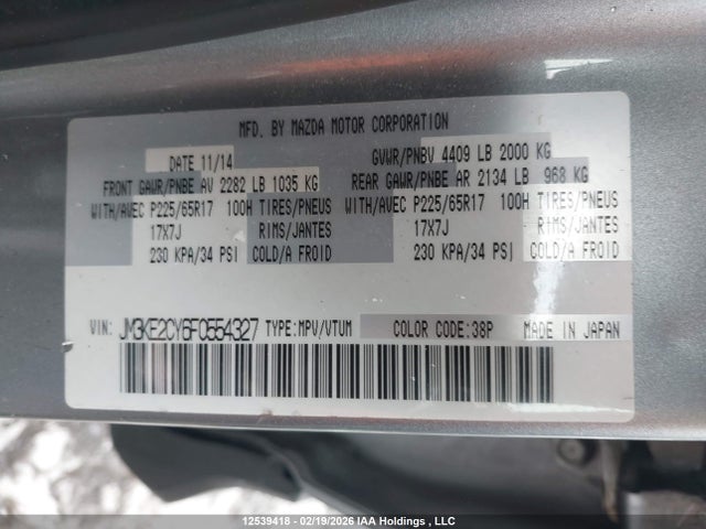 JM3KE2CY6F0554327 Mazda Cx-5 Gs