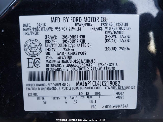 Ford Ecosport Ses 2018 MAJ6P1CL4JC219082 Image 9