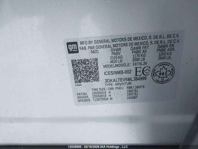 3GKALTEV5ML384999 GMC Terrain Sle
