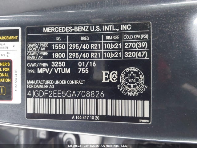 4JGDF2EE5GA708826 Mercedes-Benz Gl 350 Bluetec 4matic