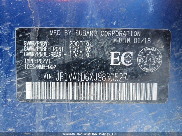 JF1VA1D6XJ9830527 Subaru WRX
