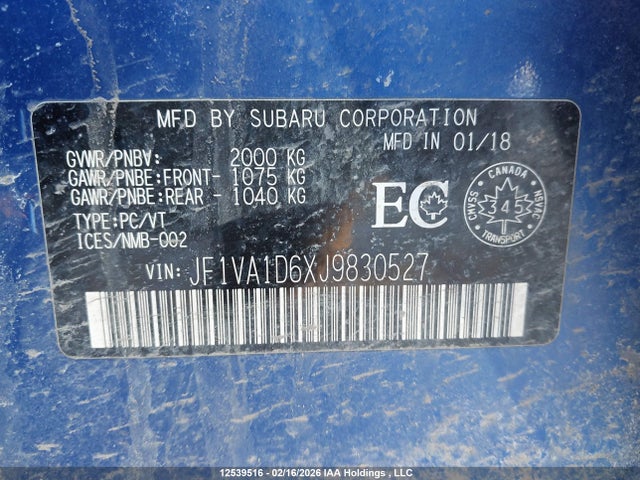 JF1VA1D6XJ9830527 Subaru WRX