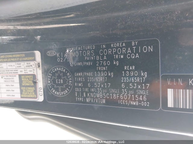 Продаж на аукціоні авто 2015 Kia Sedona Lx, vin: KNDMB5C18F6071546, номер лоту: 12539535