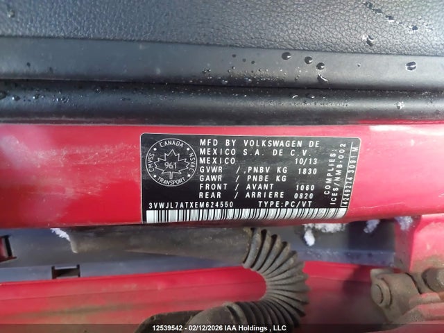 Aukcja sprzedaży 2014 Volkswagen Beetle, vin: 3VWJL7ATXEM624550, numer aukcji: 12539542
