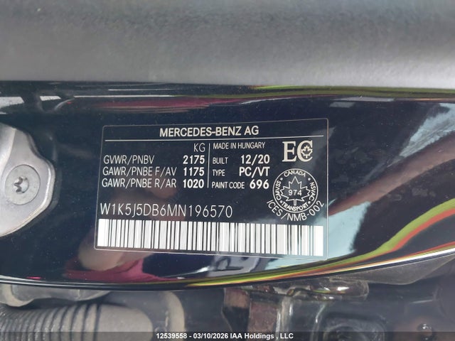 W1K5J5DB6MN196570 Mercedes-Benz CLA