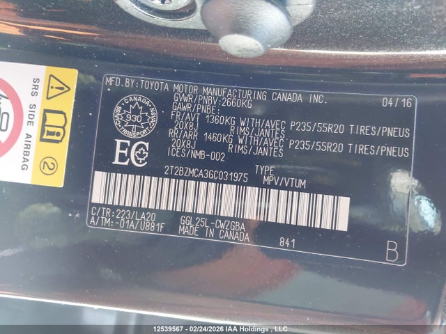 Lexus RX 350 2016 2T2BZMCA3GC031975 Image 9