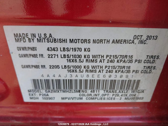 Mitsubishi RVR SE 2014 4A4AJ3AU8EE603091 Image 9