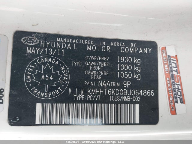 Продаж на аукціоні авто 2011 Hyundai Genesis 2.0t, vin: KMHHT6KD0BU064866, номер лоту: 12539591