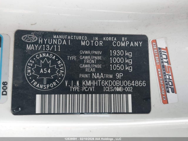 Продаж на аукціоні авто 2011 Hyundai Genesis 2.0t, vin: KMHHT6KD0BU064866, номер лоту: 12539591