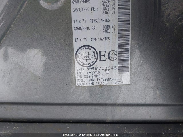 5N1AT2MV9JC703945 Nissan Rogue Sv/sl