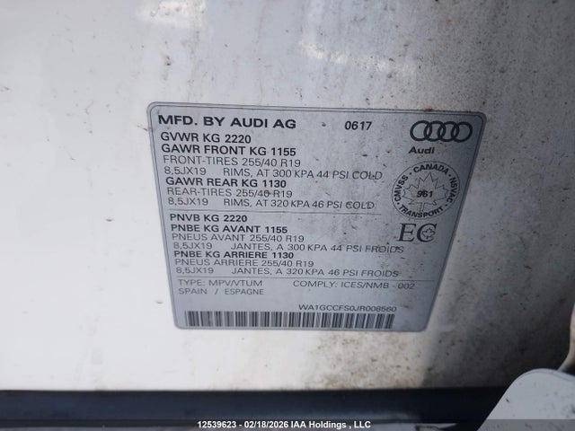 WA1GCCFS0JR008560 Audi Q3 4p Ti