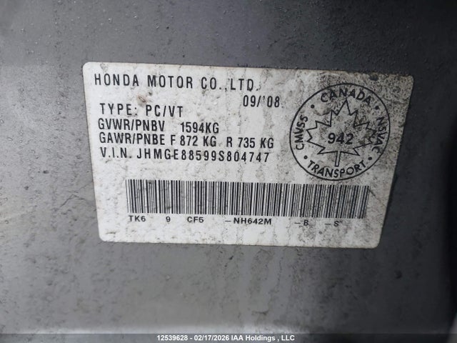 Aukcja sprzedaży 2009 Honda Fit Lx, vin: JHMGE88599S804747, numer aukcji: 12539628