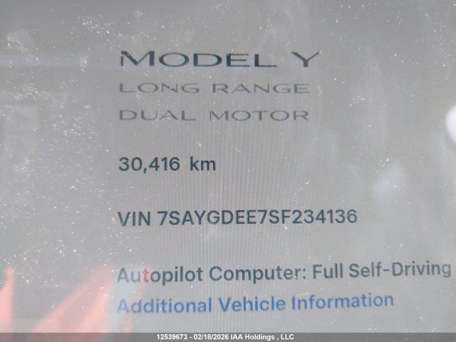 Продажа на аукционе авто 2025 Tesla Model Y Long Range, vin: 7SAYGDEE7SF234136, номер лота: 12539673