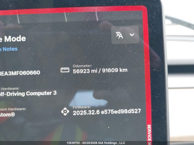 5YJ3E1EA3MF060660 Tesla Model 3 Standard Range/standard Range Plus