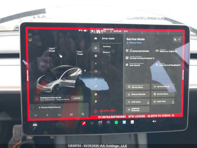 5YJ3E1EA3MF060660 Tesla Model 3 Standard Range/standard Range Plus
