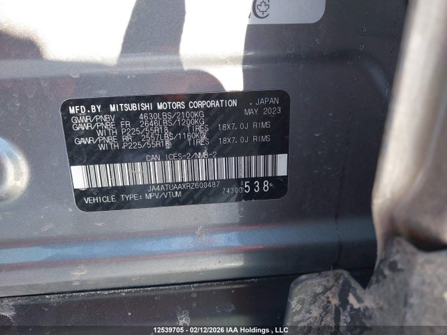 JA4ATUAAXRZ600487 Mitsubishi Eclipse Cross Es